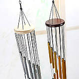 Музика вітру, "12 трубок" великі дзвіночки для музики вітрів, "12 Tube Wind chime". Дерево, алюміній 58 см, фото 5