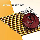 Музика вітру, "12 трубок" великі дзвіночки для музики вітрів, "12 Tube Wind chime". Дерево, алюміній 58 см, фото 9