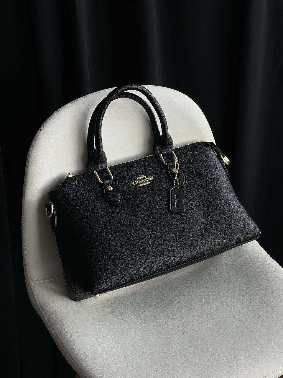 Жіноча сумка Coach Georgia Satchel Bag через плече чорний класичний Коуч