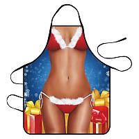 Новорічний фартух прикольний 75 на 60 см різнобарвний