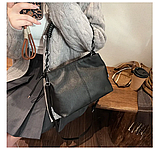 Сумка жіноча маленька чорна з екошкіри 054К, фото 4