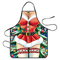 Фартух новорічний з приколом Снігурочка 73 на 57 см різнобарвний