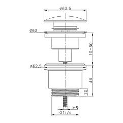 ITF 1083-WG донний клапан автомат 1 1/4" ITAL з гвинтом (коробка) (WHITE GLOSSY) {50/1}