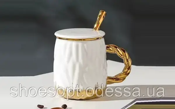 Кухоль Розкішний керамічний з кришкою і ложкою