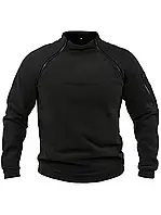 Кофта фліс анорак лонгслів з блискавками чорна