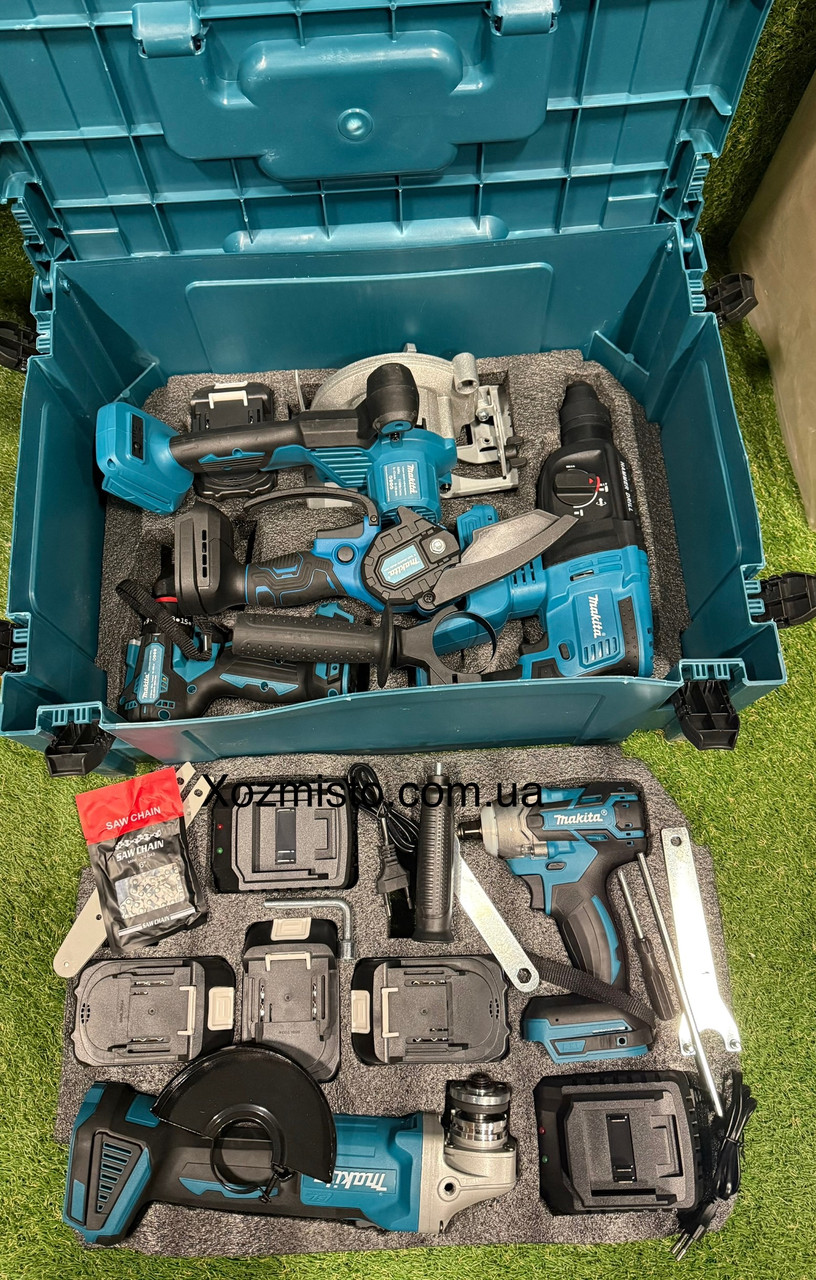 Набір 6в1 Акумуляторний Makita 48 V (Шурупокрут, Гілкоріз, Болгарка, Перфоратор, Гайковерт, Циркулярна пила)