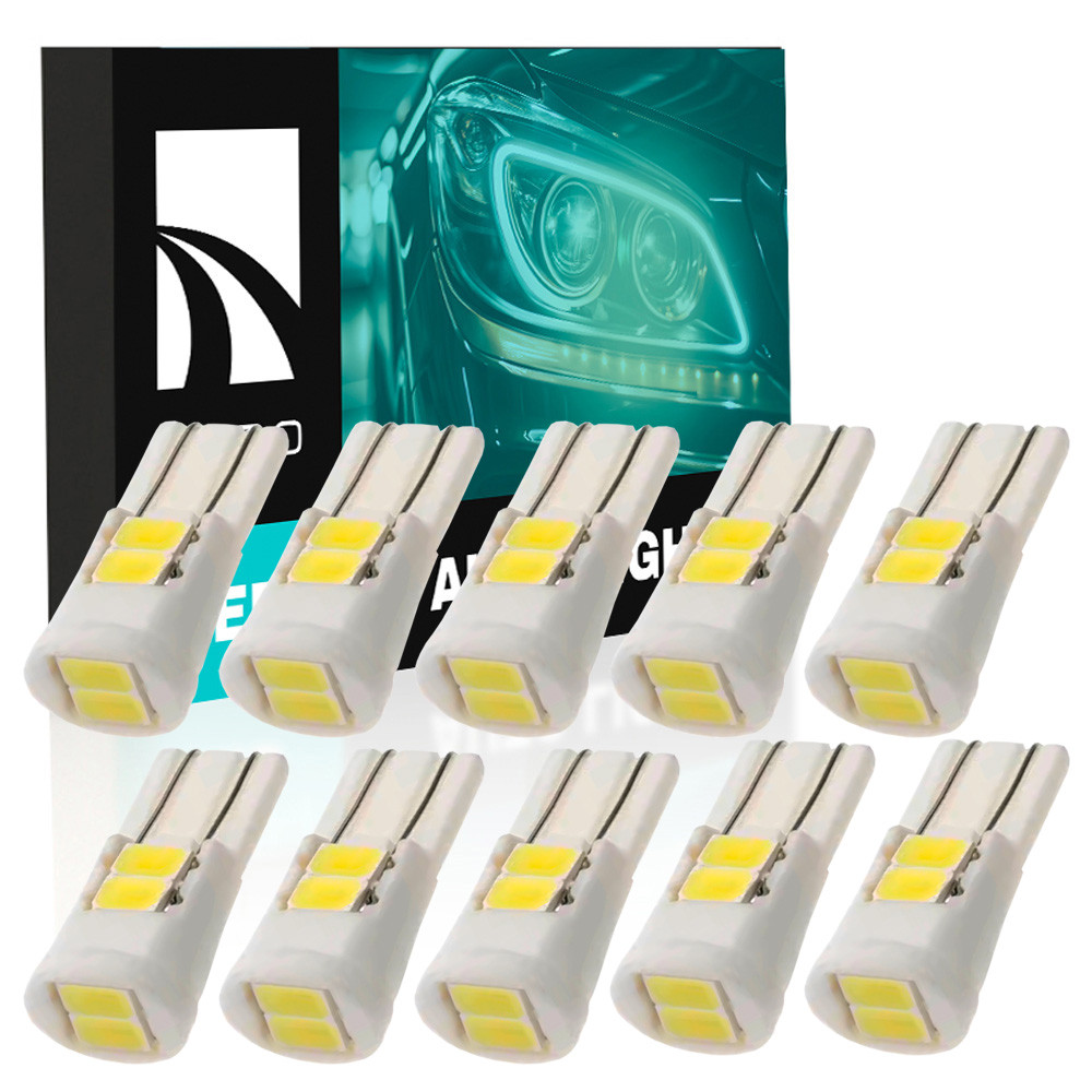 Комплект світлодіодних ламп NAPO LED T10-5630-6smd-Ceram W5W T10 колір світіння білий 10 шт