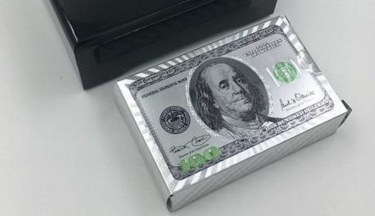 Карти гральні 100 доларів срібло, фото 1