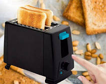 Тостер RAF на 2 шматочки хліба, потужність 650 ватів, електричний Чорний R.263