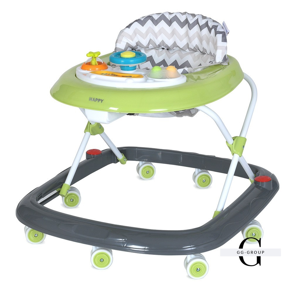 "Дитячі ходунки El Camino Happy Me Lemon Green 1049: регульована висота, знімна панель, світло та музика"