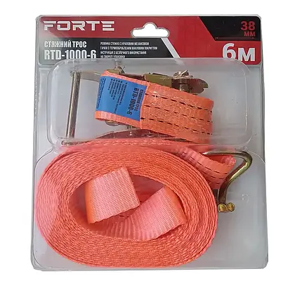 Стяжний трос RTD-1000-6 до 2000кг 38 мм*6 м Forte, фото 1