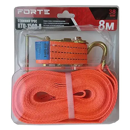 Стяжний трос RTD-1500-8 до 3000кг 38 мм*8 м Forte, фото 1