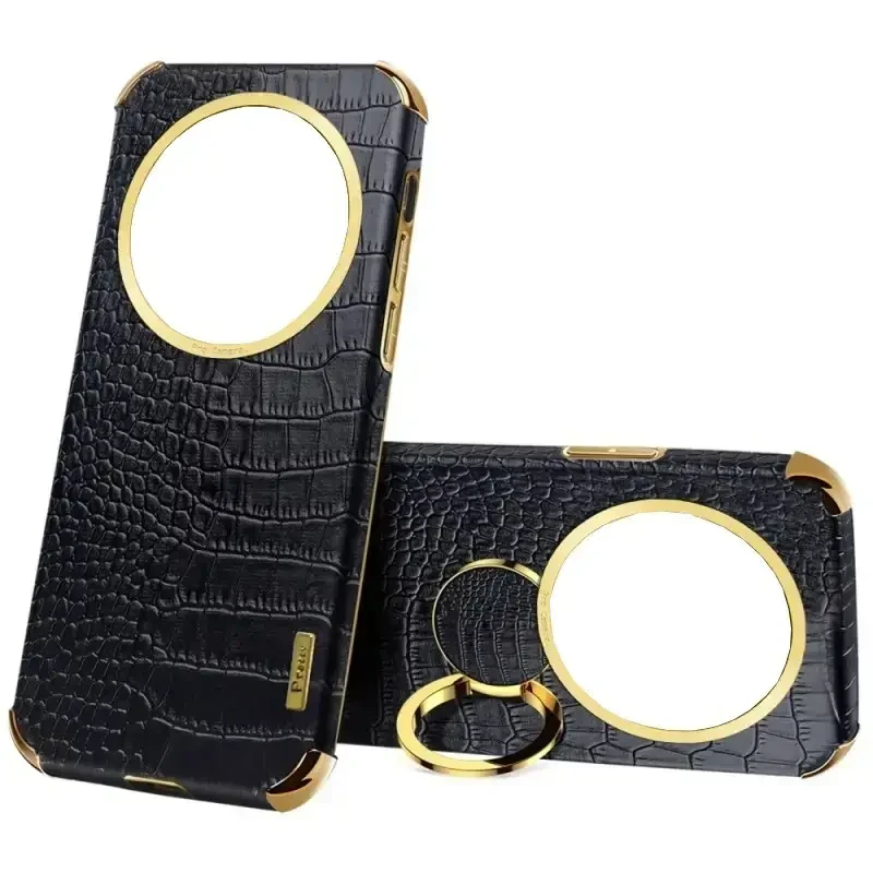 Чохол для Realme 13 Pro Plus з тисненням під шкіру крокодила і магнітним утримувачем
