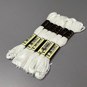 (6 шт по 8м) Набір муліне Airo (нитки для вишивання) - білий