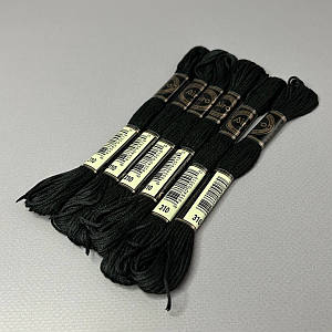 (6 шт по 8м) Набір муліне Airo (нитки для вишивання) - чорний