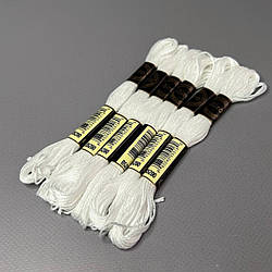 (6 шт по 8м) Набір муліне Airo (нитки для вишивання) - білий