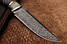 Ніж мисливський Сатурн 2 ручної роботи з мозаїчної дамаської сталі 60 HRC, зі шкіряним чохлом у комплекті, фото 4