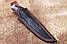 Ніж мисливський Сатурн 2 ручної роботи з мозаїчної дамаської сталі 60 HRC, зі шкіряним чохлом у комплекті, фото 5