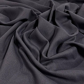 Лляна тканина однотон натуральна бавовна з віскозою 140 см Темно-сіра