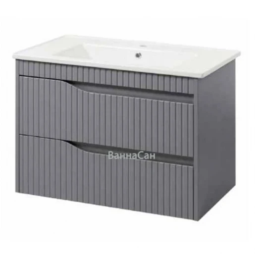 Умивальник для ванної з тумбою текстура бетону 60 см завширшки Юввіс Florence з умивальником Vesta ТП-2 Д 70