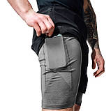 Компресійні шорти для RDX MMA T16 2-в-1 BLACK/GREY-XL, фото 4