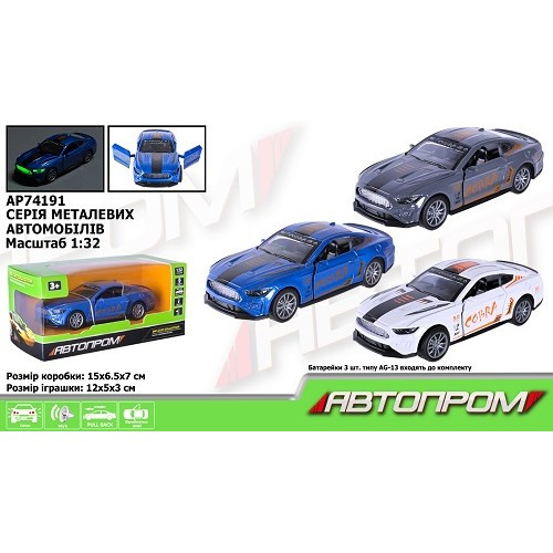 АВТОПРОМ машина метал AP74191 1:32 3 кольори відч.двері батар. світ. звук в кор.15х6.5х7см