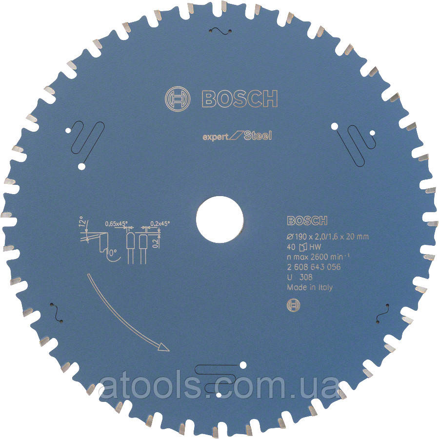 Пильний диск по сталі Bosch 190x20x40z K2/1.6 Expert for Steel