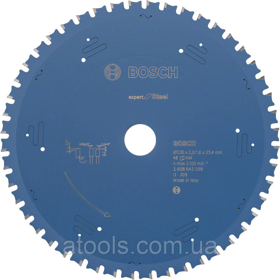 Пильний диск по сталі Bosch 230x25.4x48z K2/1.6 Expert for Steel