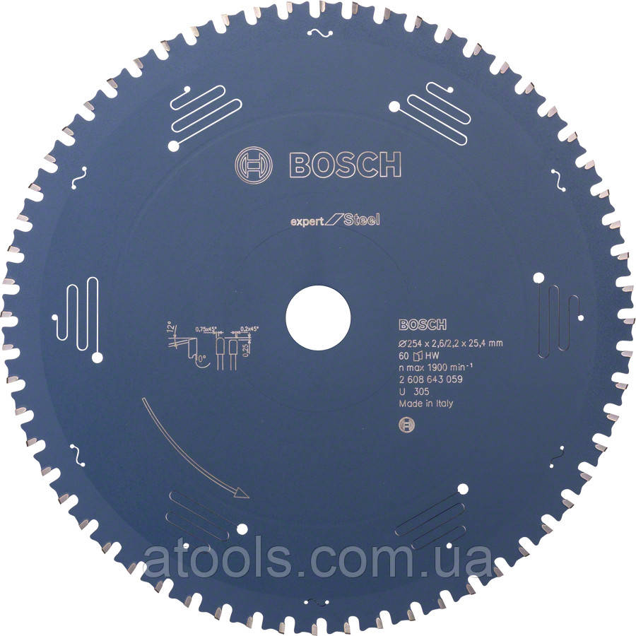 Пильний диск по сталі Bosch 254x25.4x60z K2.6/2.2 Expert for Steel