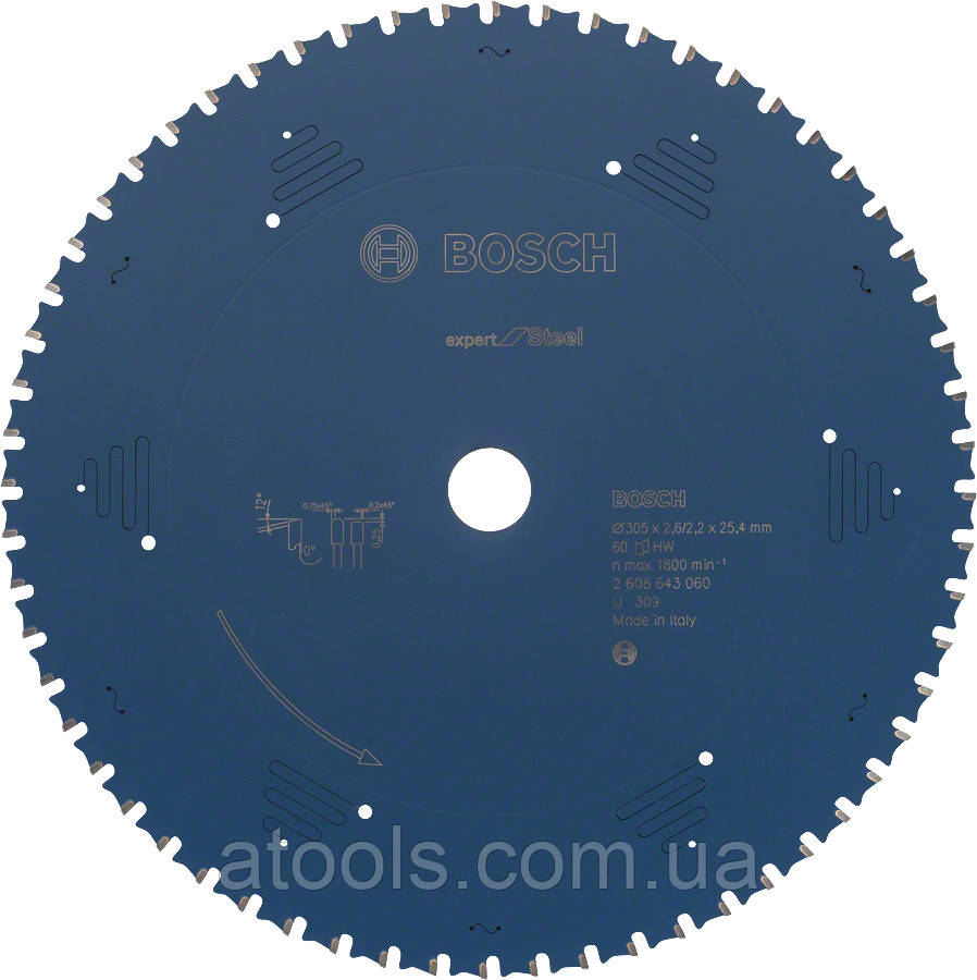 Пильний диск по сталі Bosch 305x25.4x60z K2.6/2.2 Expert for Steel