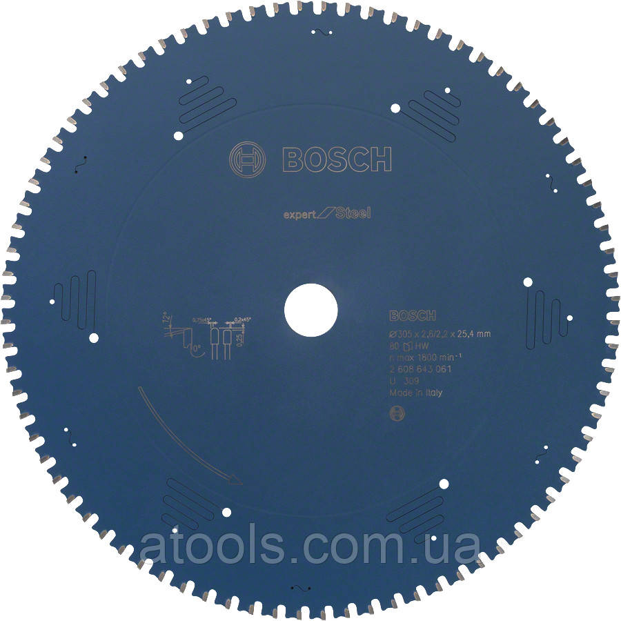 Пильний диск по сталі Bosch 305x25.4x80z K2.6/2.2 Expert for Steel