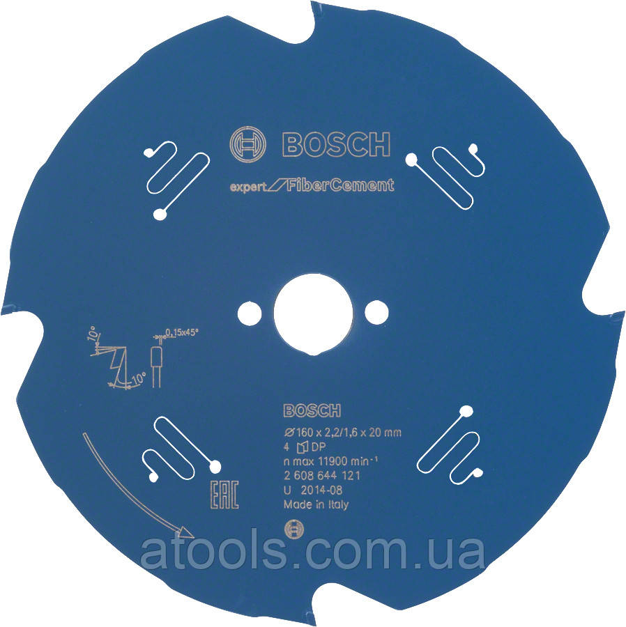 Пильний диск по фіброцементу Bosch 160x20x4z K2.2/1.6 Expert for FiberCement