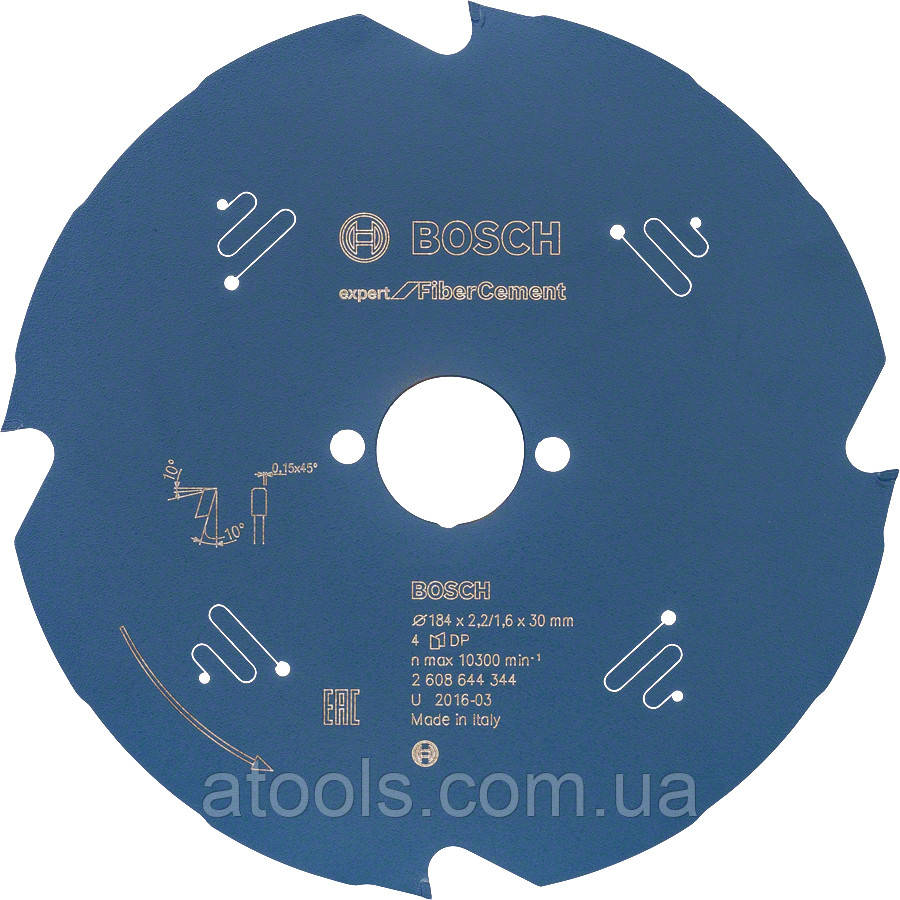 Пильний диск по фіброцементу Bosch 184x30x4z K2.2/1.6 Expert for FiberCement