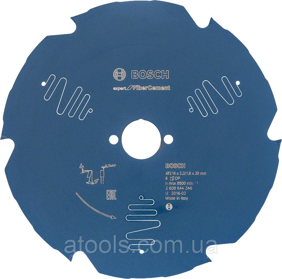 Пильний диск по фіброцементу Bosch 216x30x6z K2.2/1.6 Expert for FiberCement