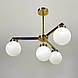 Латунна люстра на 4 білих плафони Ø 60 см | Line F | Арт. SGJ6/4 AB+WT, фото 2
