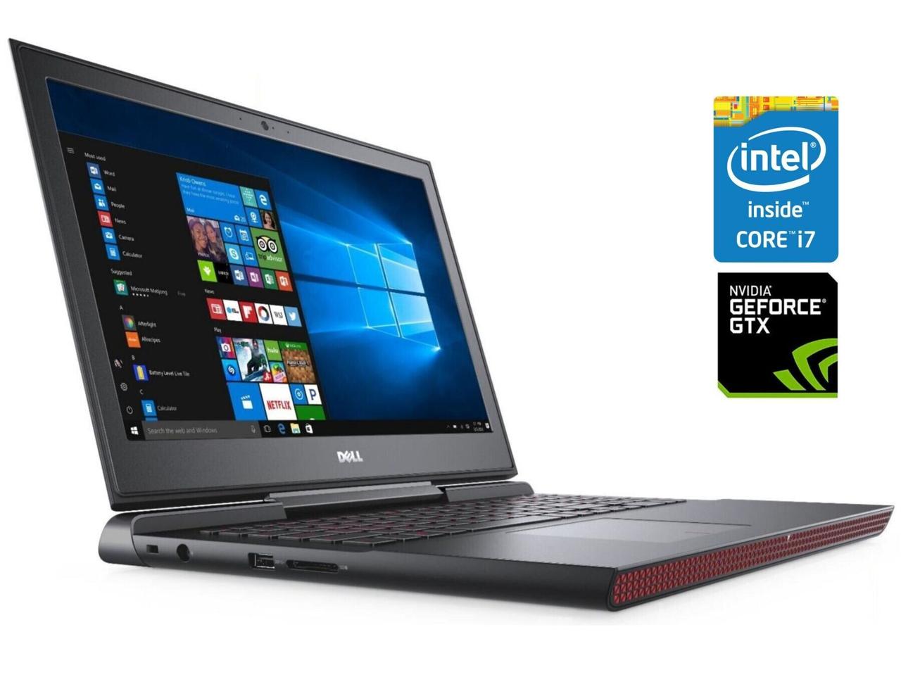 Ігровий ноутбук Б-клас Dell Inspiron 15 Gaming 7567/ 15.6" 1920x1080/ i7-7700HQ/ 16GB RAM/ 120GB SSD+1000GB HDD/ GTX 1050 Ti 4GB