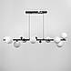 Подовжена люстра з 9 білими плафонами завдовжки 115 см | Line F | Арт. MJ295L/9L BK+WT, фото 6