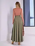 Спідниця кльош максі довжини кольору хакі, фото 3