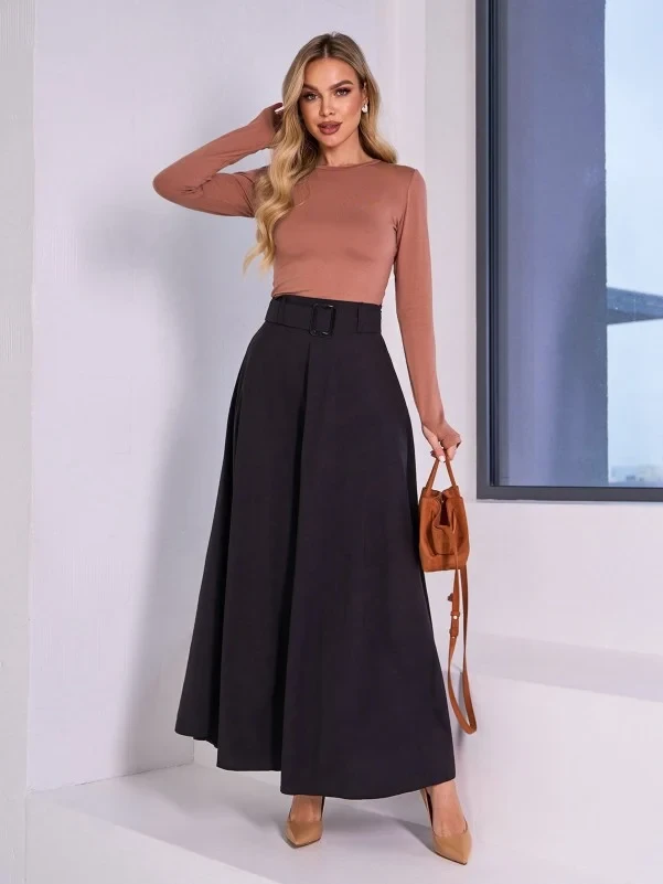 Чорна спідниця кльош максі довжини, фото 1