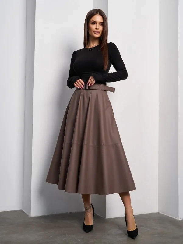 Спідниці ISSA PLUS 14162A S коричневий, фото 1