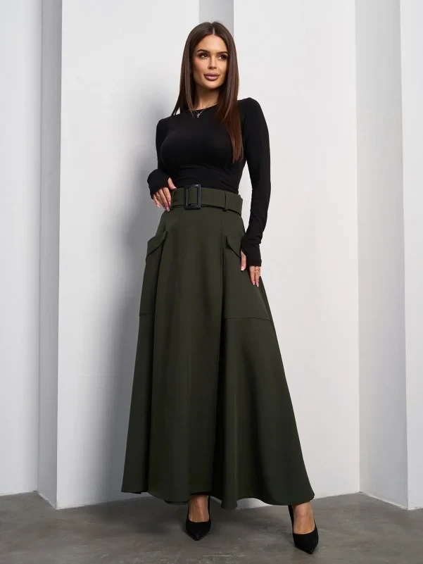 Спідниці ISSA PLUS 14837 S хакі, фото 1