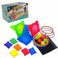Гра на влучність 3 в 1 "Throwing Games" - 6 м’ячиків, 3 конуси, 12 кілець, 6 мішечків, сумка
