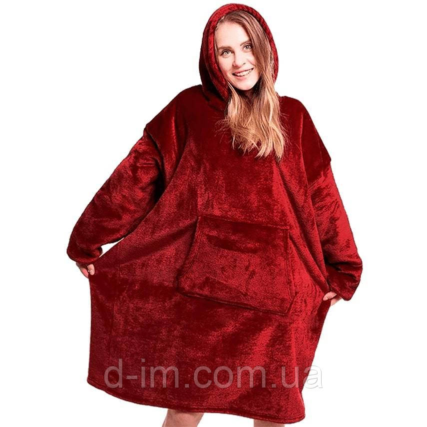 Плед-толстовка з капюшоном Huggle Hoodie-3 (бордо) (50)