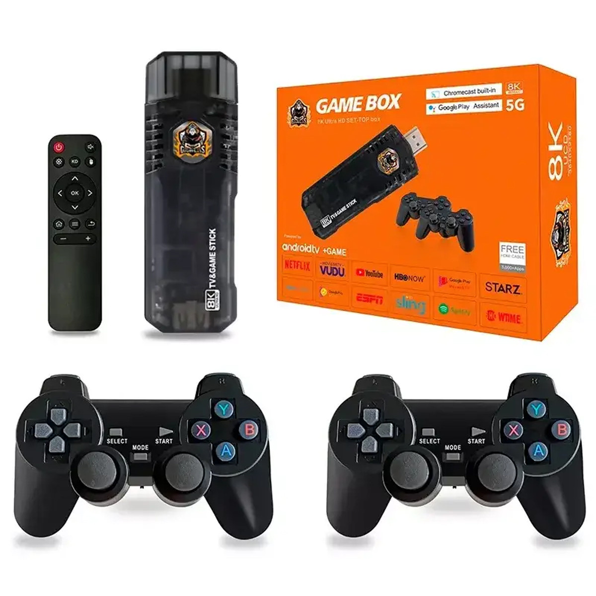 Ігрова ТВ-приставка Game Box 8K на Android TV Stick M98 з джойстиками