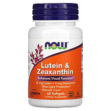 Лютеїн і зеаксантин, Lutein & Zeaxanthin, NOW Foods, 60 гелевих капсул
