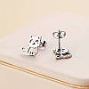 Сережки-гвоздики пусети у вигляді кота з титанової сталі, сріблясті, гіпоалергенні, 1 см, фото 3