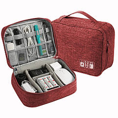 Органайзер для зарядок, дротів і кабелів, тканина оксфорд, 24х9х18 см, Burgundy (2074441719)
