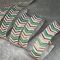 Стрейч-бейка (резинка)- з малюнком, ширина 1,5 см, колір мікс , арт 02410, відрізок 1 метр, Різнокольоровий