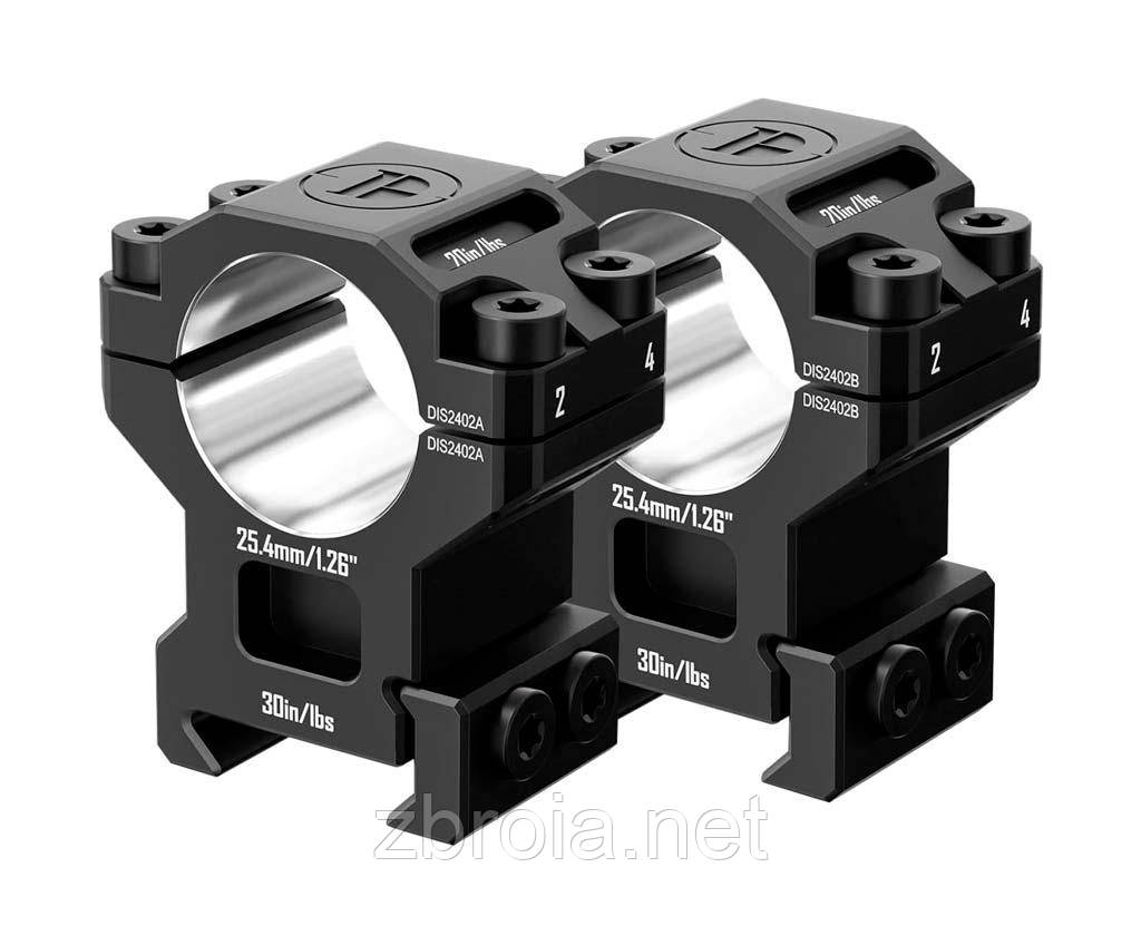 Кільця Discovery Scope Mount Rings 7075AL (25.4 мм) Medium на Picatinny. ВН - 19.3 мм, фото 1