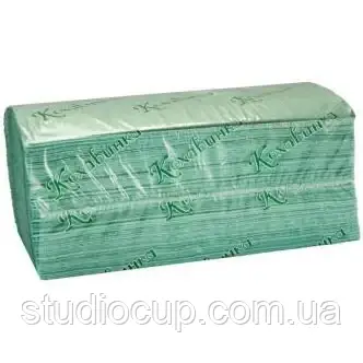 Рушник-вкладиш "V"- складання зелений 170шт. Кохавинка 25x23см, фото 1